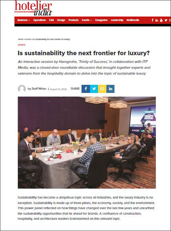 is sustainability the next frontier for luxury?, Hotelier India